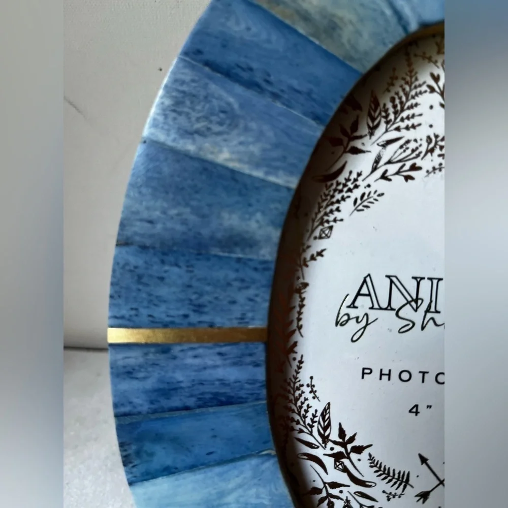 Oval 4x6 Picture Photo Frame - Carved Bone Blue gold
